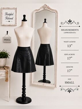 Moda Me Couture Faux Leather A-Line Mini Skirt – Black | Size Small | NWT